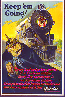 Railroad Administration poster encouraging railroad repair shop workers to put their all into their jobs. (4)