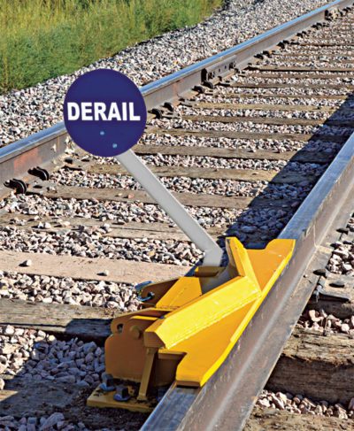 Two-Way Hinged Railroad Derail w/Manual Sign Holder (For Locomotives)