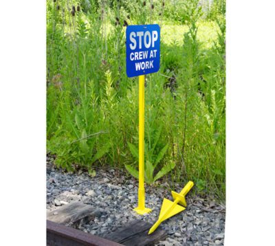 Aldon railroad OSHA blue flag sign holder