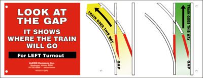 Aldon railroad switch point turnout training sign