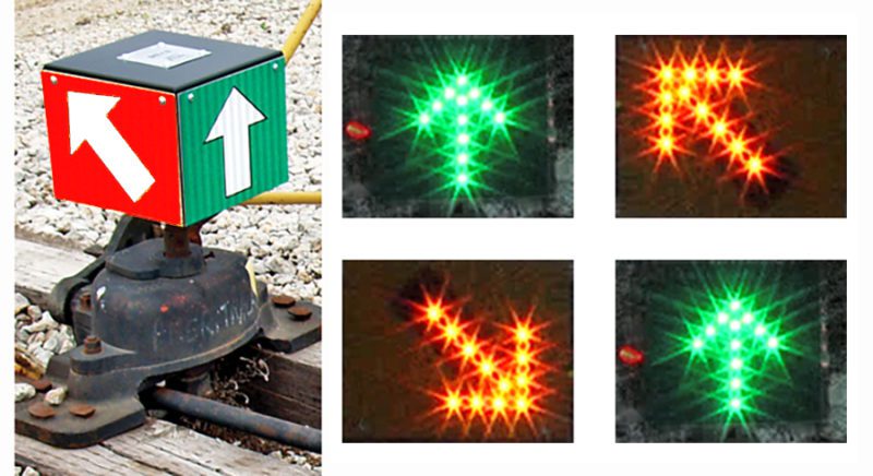 Illuminated Switch Cube(r) Indicator Double Red LEFT Turnout