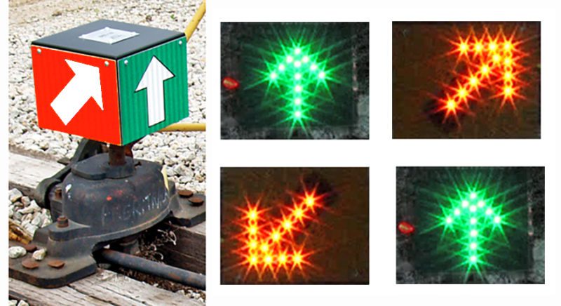 Illuminated Switch Cube(r) Indicator Double Red RIGHT Turnout