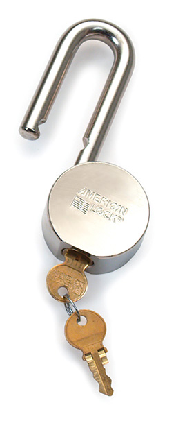 Aldon solid body chrome padlock for M.O.W. and general rail road