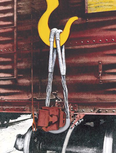 Aldon railroad coupler lifting sling for lifting railcars
