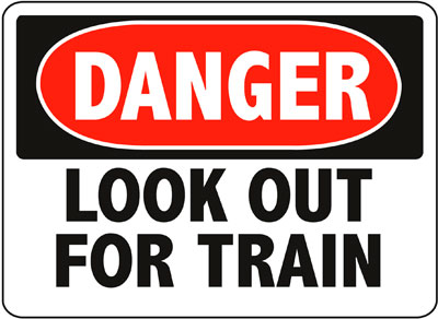 Aldon railroad and industrial danger signs