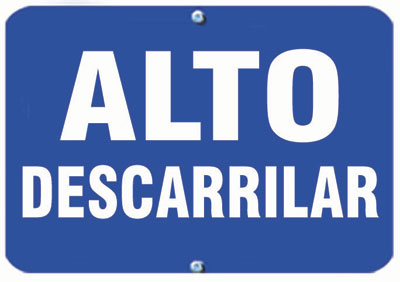 Aldon railroad OSHA blue sign flag, alto descarrilar