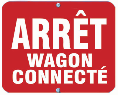 Aldon railroad OSHA red sign flag, arret wagon connecte