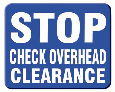 Item #: 6SCOC-B "Stop Check Overhead Clearance" Blue Sign Plate (4015)