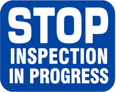 Item #: 6SIIP-B "Stop Inspection In Progress" Blue sign plate (4015)