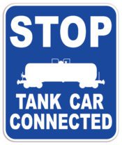Enhanced Stop Tank Car Connected Blue Sign Plate