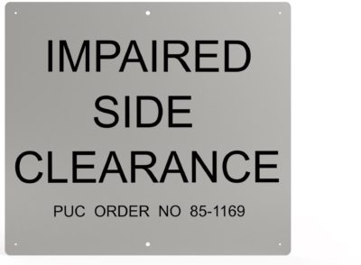 Impaired Side Clearance Sign, UPRR STD DWG 0507
