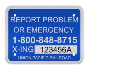 Report Problem Or Emergency Pre-Printed DOT # Sign, UPRR STD DWG 0520A
