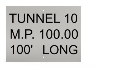 Tunnel Marker Sign, UPRR STD DWG 0505