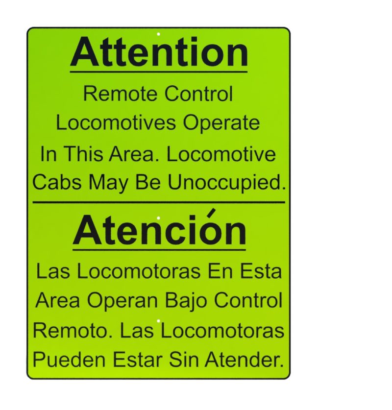 Remote Control LOCO-MOTIVES Sign (Entrances) Dual Language, UPRR STD DWG 0557