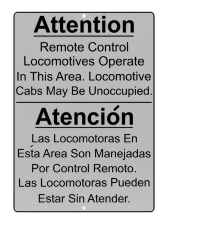 Remote Control LOCO-MOTIVES Sign (General) Dual Language, UPRR STD DWG 0558