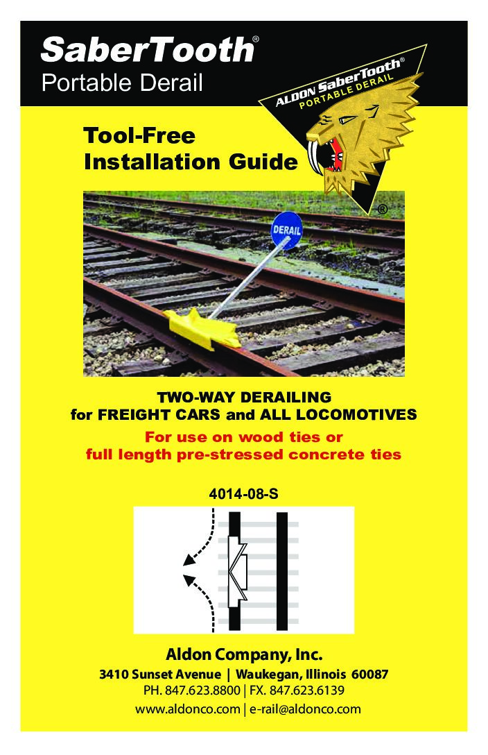 4014-08-S Portable Two-Way Locomotive Derail Installation Instructions