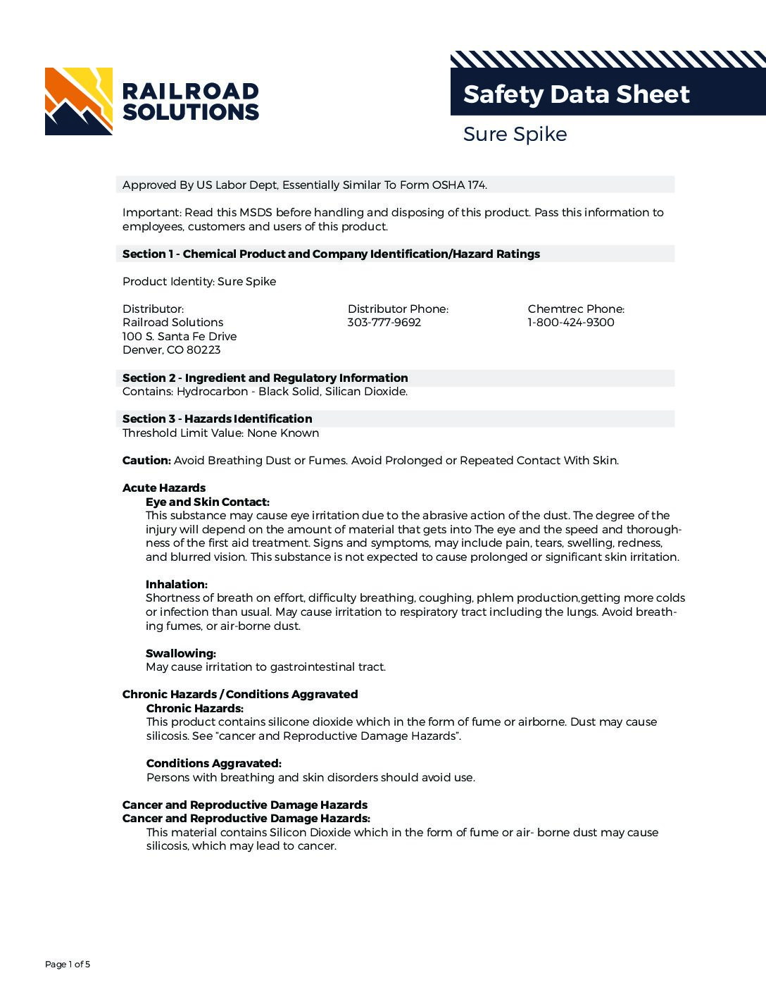 Sure Spike Powder MSDS