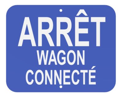 Arret Wagon Connecte Sign (Blue)